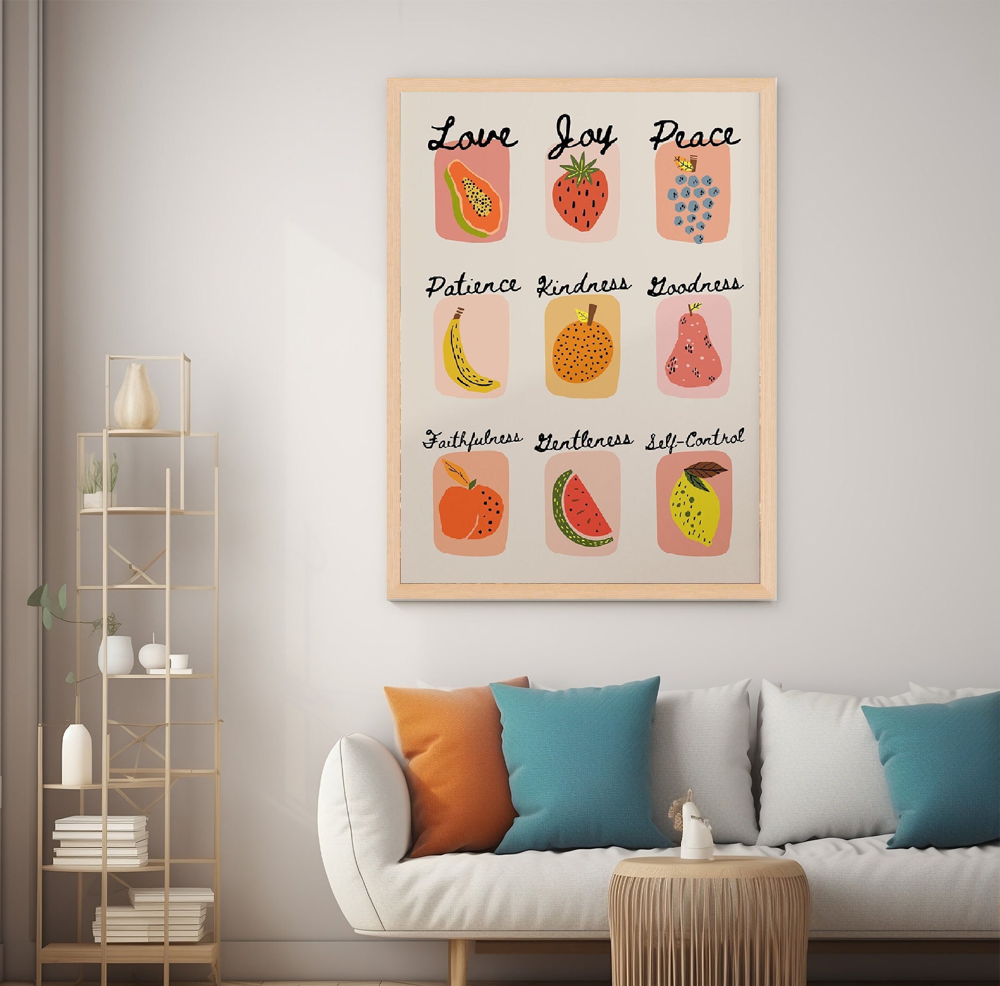 Fruit of the Spirit Art Poster, Retro Christian Poster, Scripture Poster, God Art, Bible Art Poster